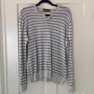 Vince Large grey/navy striped Henley shirt